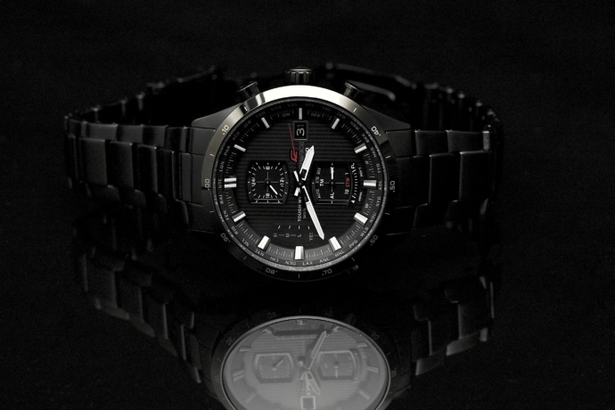Edifice Atomic Worldtimer laying on side