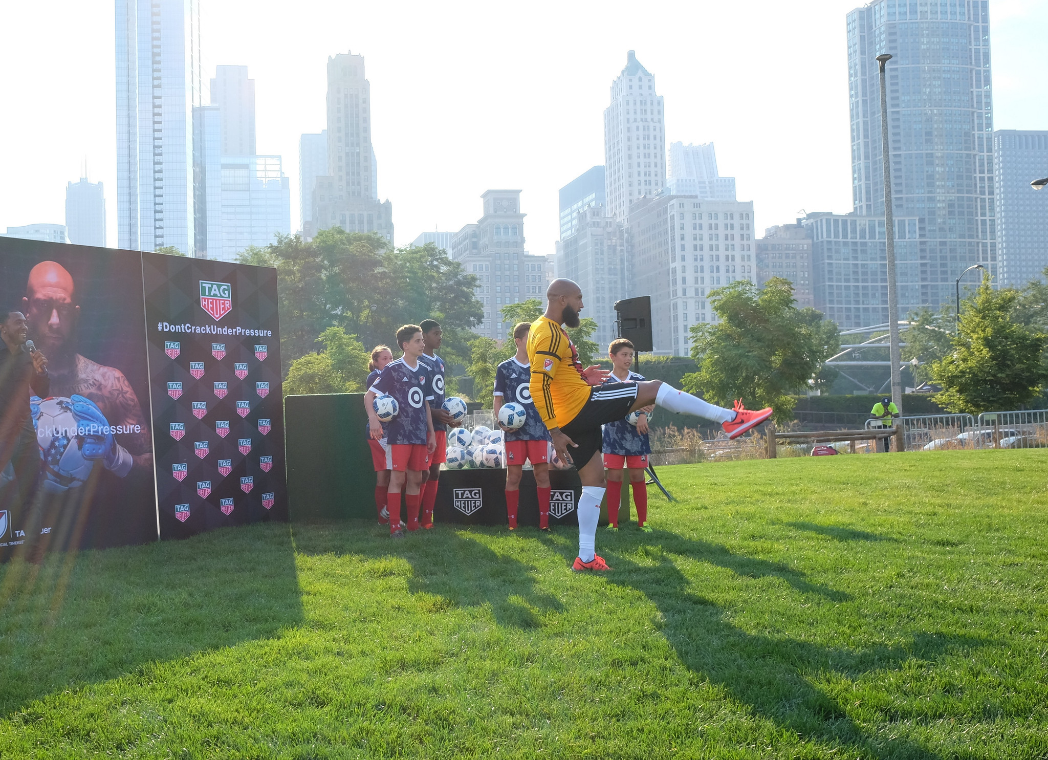 Tim Howard TAG Heuer MLS Soccer Ambassador at Millennium Park in Chicago August 2017