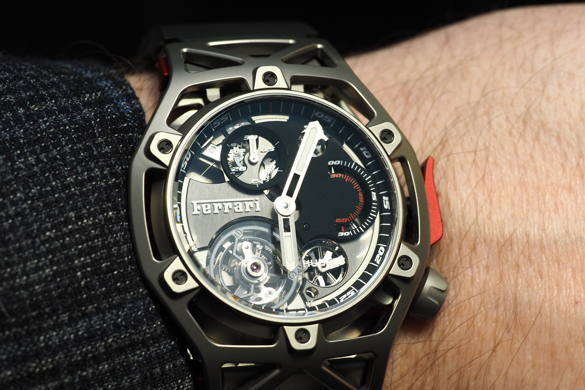 Techframe Ferrari Tourbillon Chronograph titanium wristshot