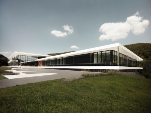 IWC Manufacturing Center exterior view main entrance and southern wing