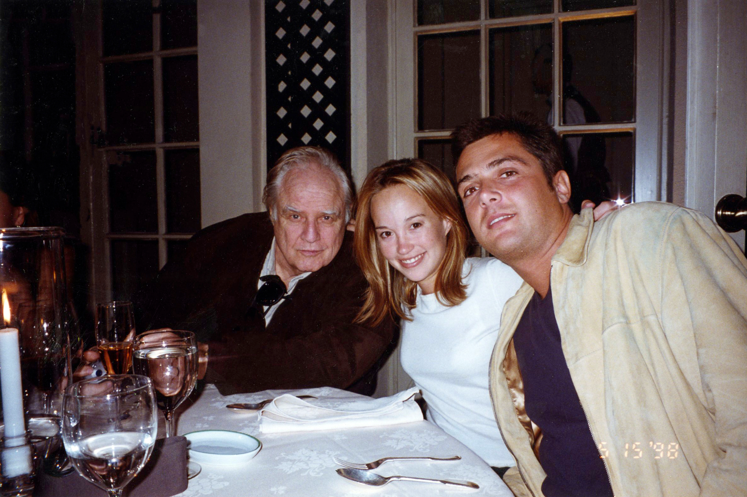 Brando Family - Petra with Marlon and Russel Fischer taken in May 1998, courtesy of Petra Brando
