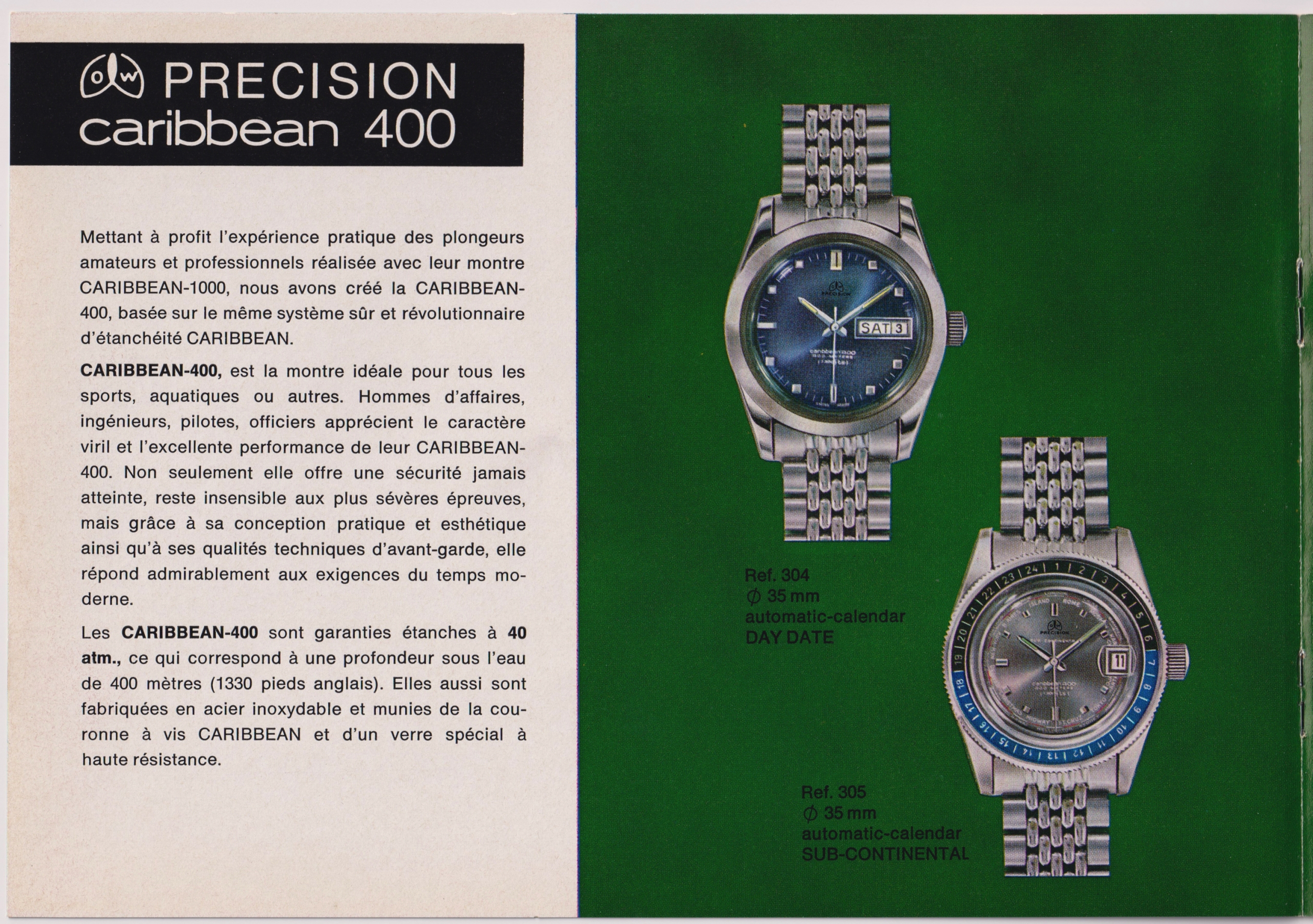 Precision Caribbean 400 vintage ad by Ollech and Wajs