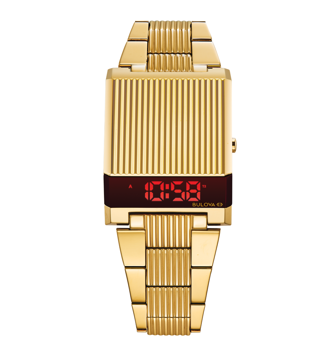 2019 Bulova Computron LED gold-tone throwback