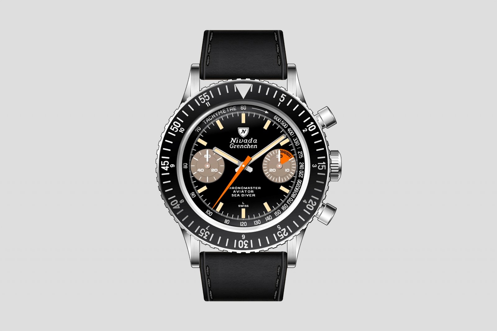 Nivada Grenchen recreation of the 1960s Chronomaster Aviator Sea Diver