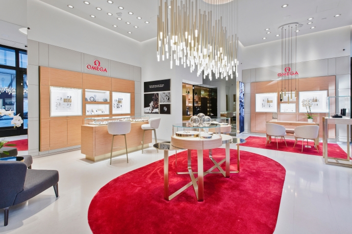 Omega boutique San Francisco 2021 wide view