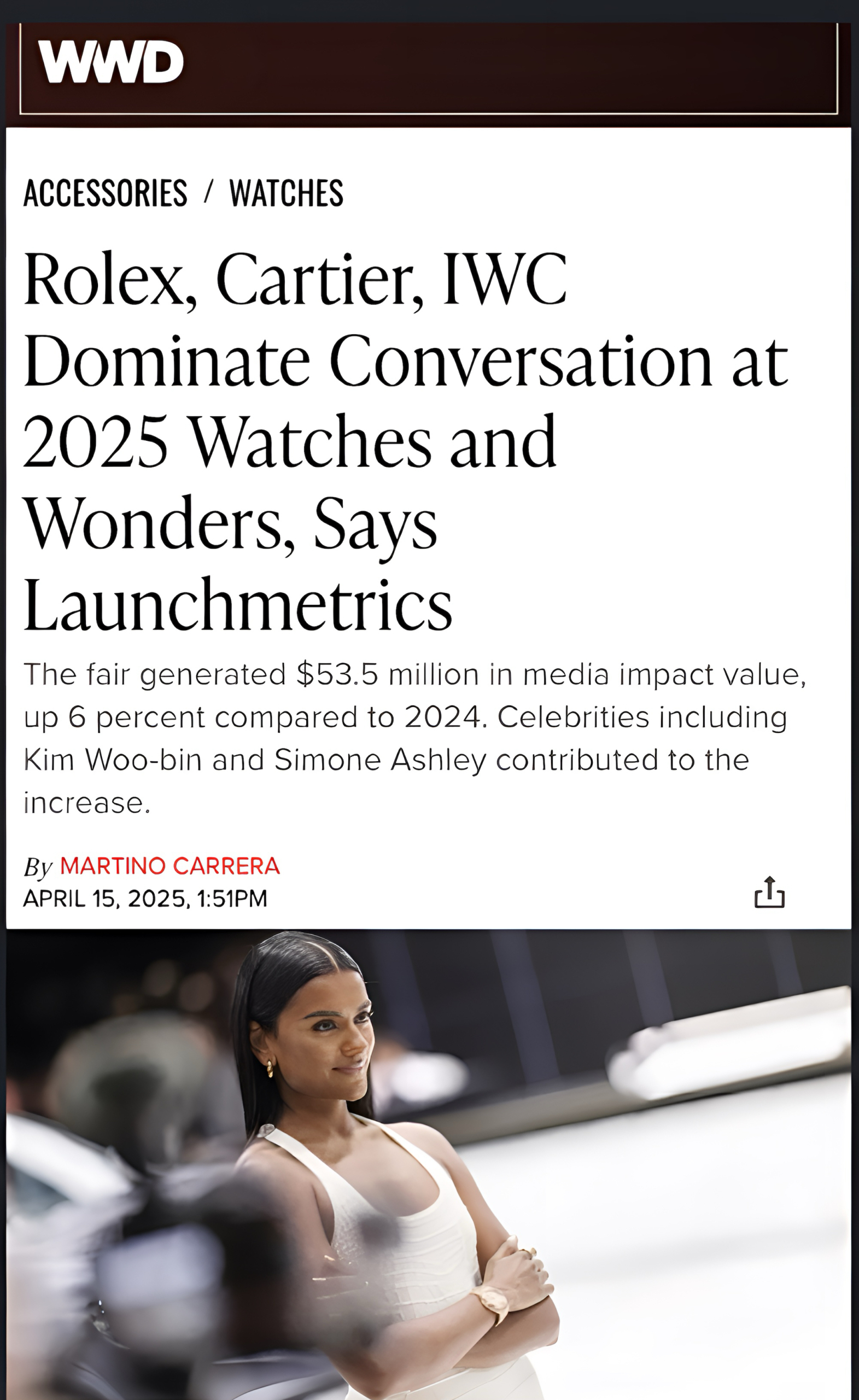 Watches and Wonders 2025 Media Impact article screenshot WWD