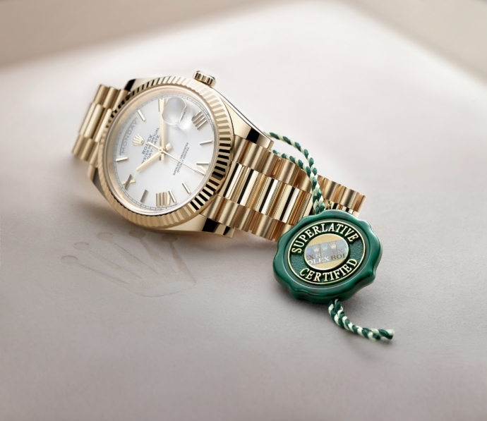 Showroom at Rolex Geneva Headquarters, Switzerland. Rolex Green Seal (sceau vert Rolex).