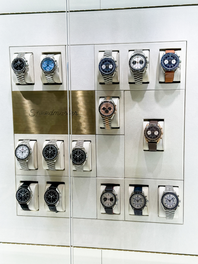 Speedmaster vitrine at Omega Denver
