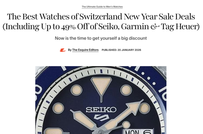 Screenshot Esquire UK Watches of Switzerland discount article